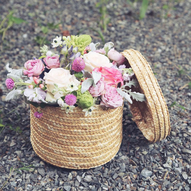 Natural Lidded Wicker Baskets (3pcs)