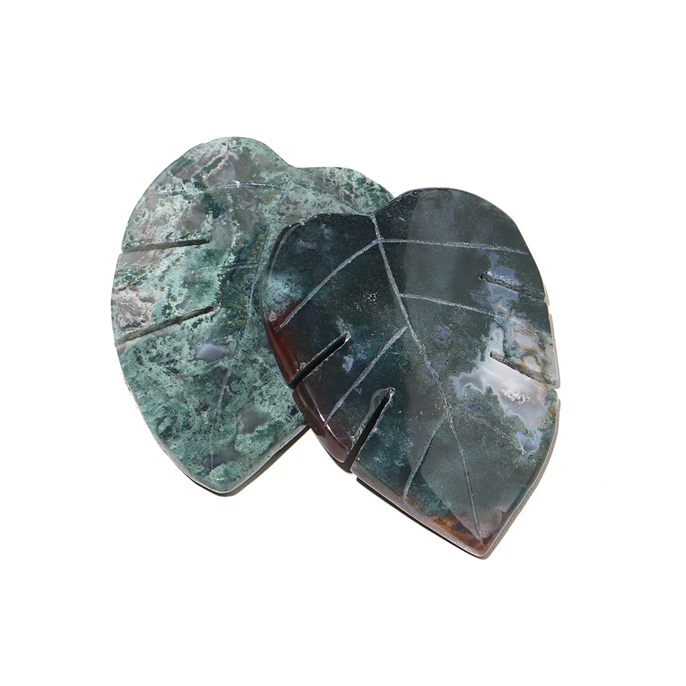 Natural Moss Agate Crystal Leaf Natural Moss Agate Crystal Leaf