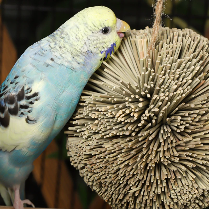 Natural Parrot Grass Ball Hanging Chewing Toy Chew Shred Foraging Bird Cage Accessories For Parakeet Parrotlet Lovebird Natural Parrot Grass Ball Hanging Chewing Toy Chew Shred Foraging Bird Cage Accessories For Parakeet Parrotlet Lovebird