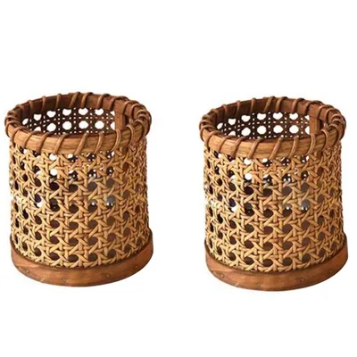 Natural Rattan Pen Holders (2pcs)