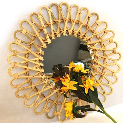 Natural Rattan Round Mirror