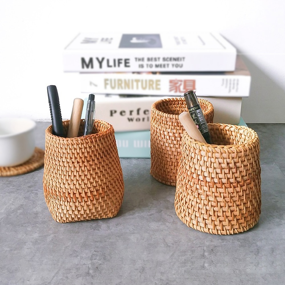 Natural Rattan Utensil Holder