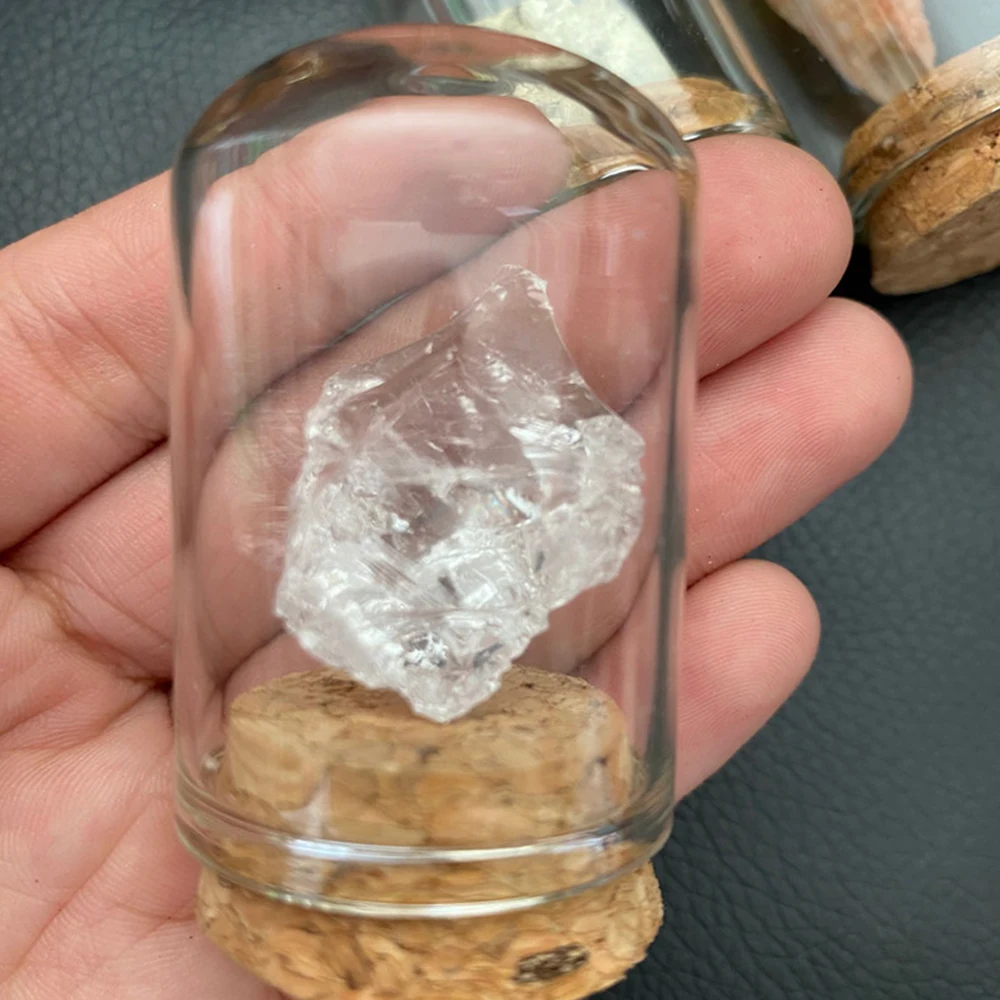 Natural Raw Stone Crystal Mineral Glass Display Jar Specimen Collections Children Popular Science Teaching Tool Gift