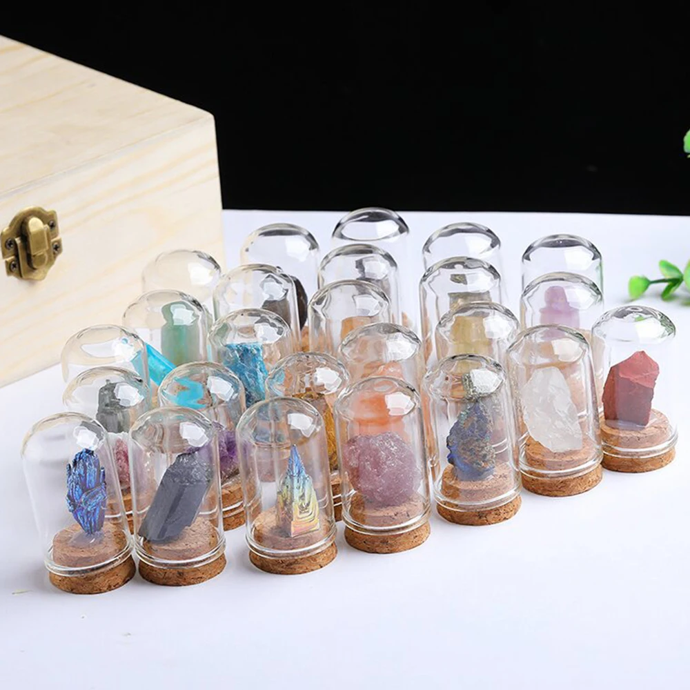 Natural Raw Stone Crystal Mineral Glass Display Jar Specimen Collections Children Popular Science Teaching Tool Gift