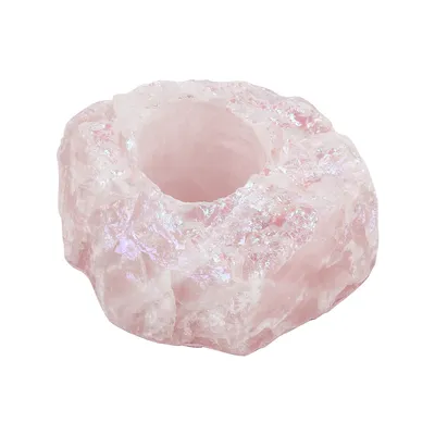 Natural Rose Quartz Candle Holder