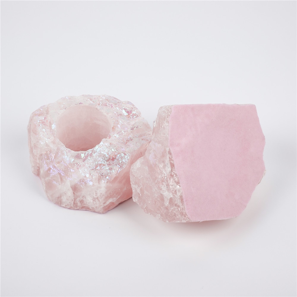 Natural Rose Quartz Candle Holder
