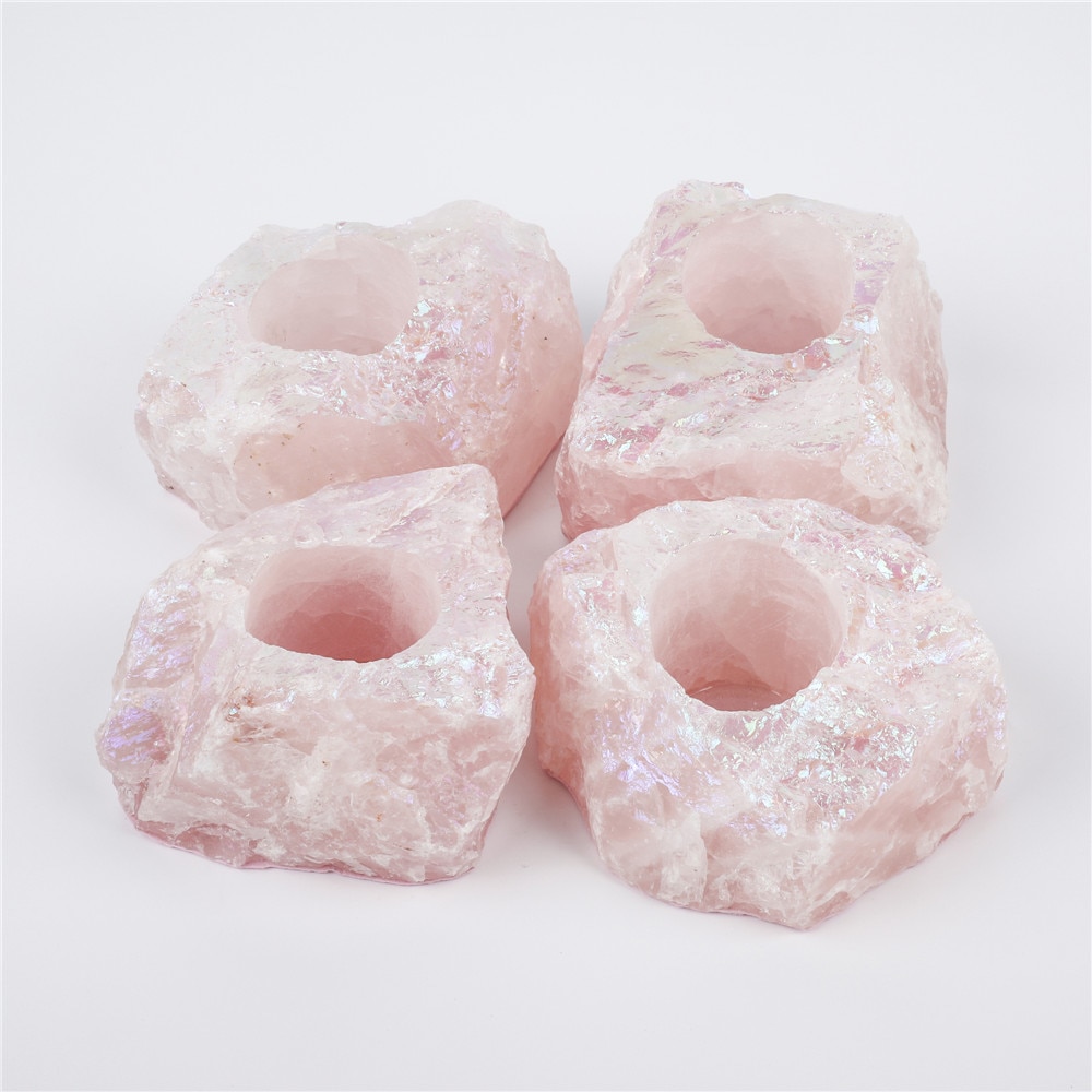 Natural Rose Quartz Candle Holder