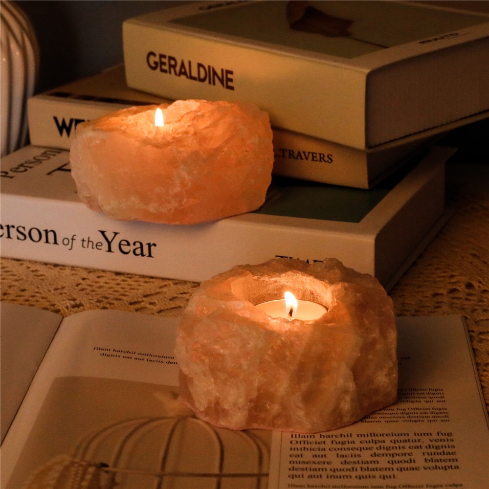 Natural Rose Quartz Candle Holder