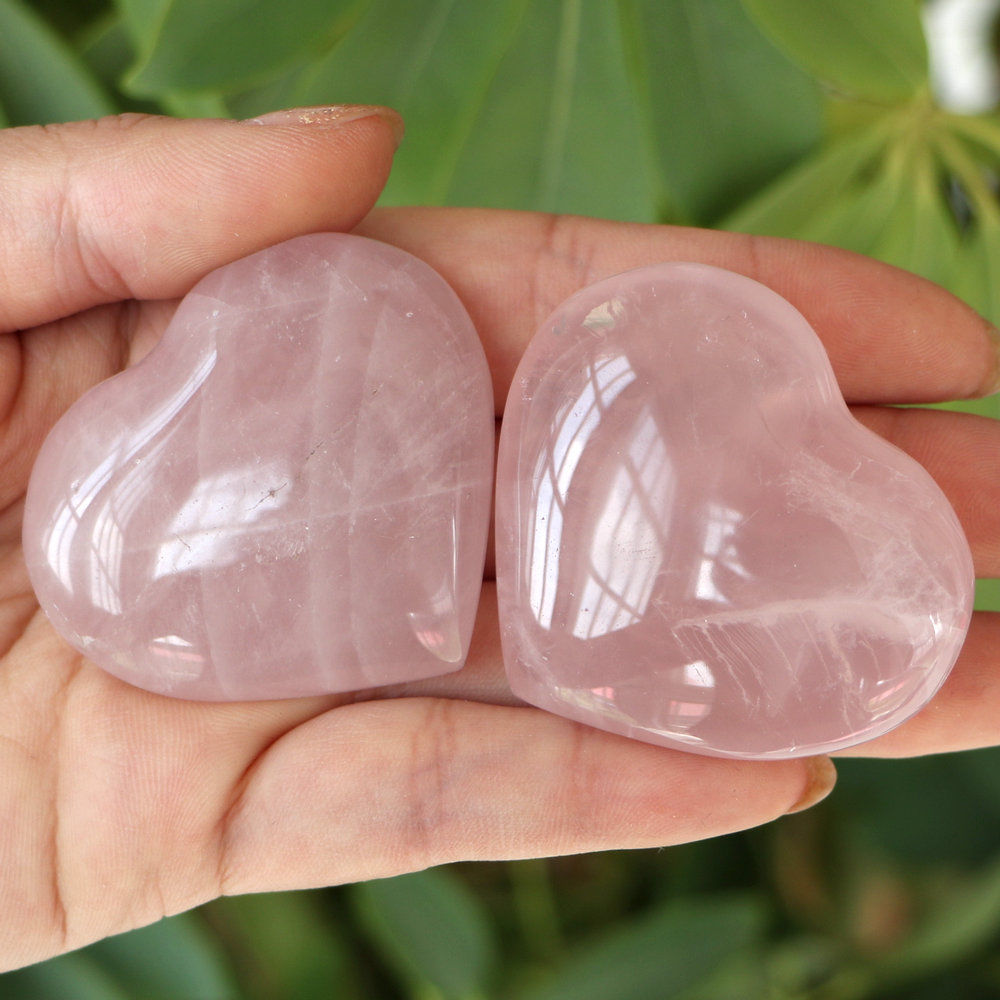 Natural Rose Quartz Hearts (2pcs) Natural Rose Quartz Hearts (2pcs)