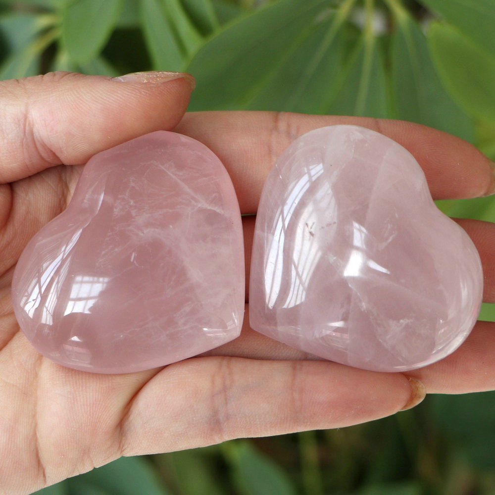 Natural Rose Quartz Hearts (2pcs)