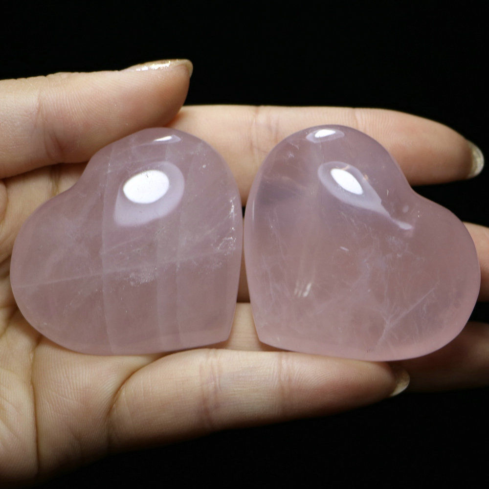 Natural Rose Quartz Hearts (2pcs)