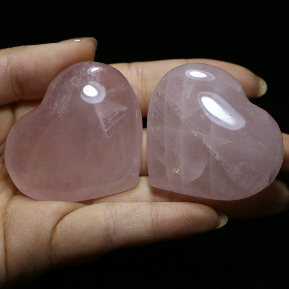Natural Rose Quartz Hearts (2pcs)