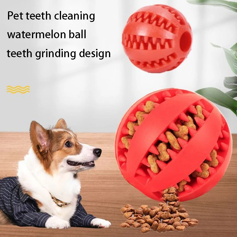 Natural Rubber Pet Dog Toys Dog Chew Toys Treat Ball Tooth Cleaning Extra-tough Interactive Elasticity Ball for Pet