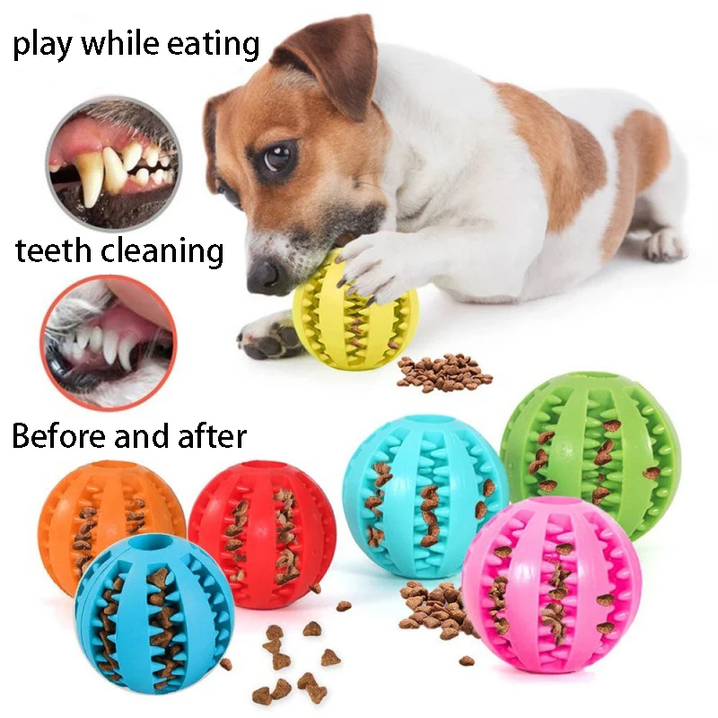 Natural Rubber Pet Dog Toys Dog Chew Toys Treat Ball Tooth Cleaning Extra-tough Interactive Elasticity Ball for Pet