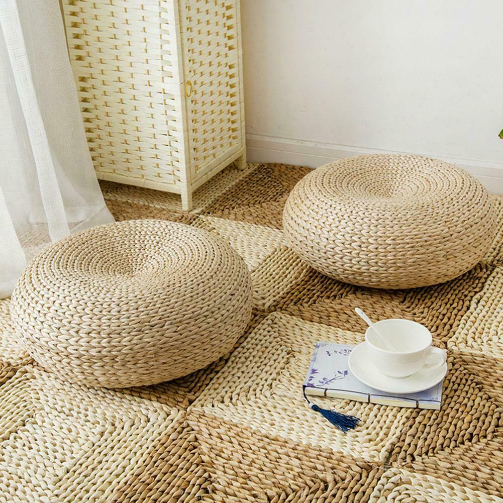 Natural Straw Round Floor Cushion