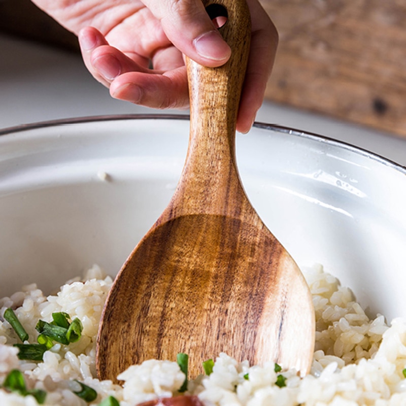 Natural Teak Wooden Rice Spoon Natural Teak Wooden Rice Spoon