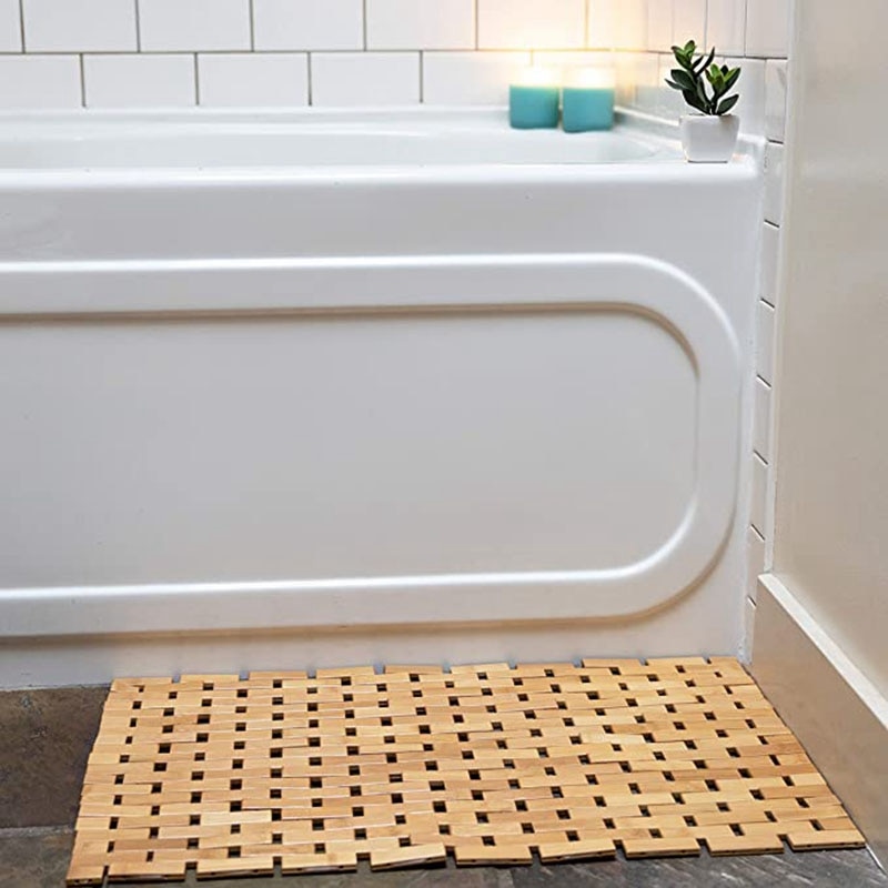Natural Wood Bamboo Bathroom Mat