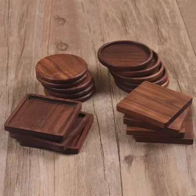 Natural Wood Drink Coaster Mat
