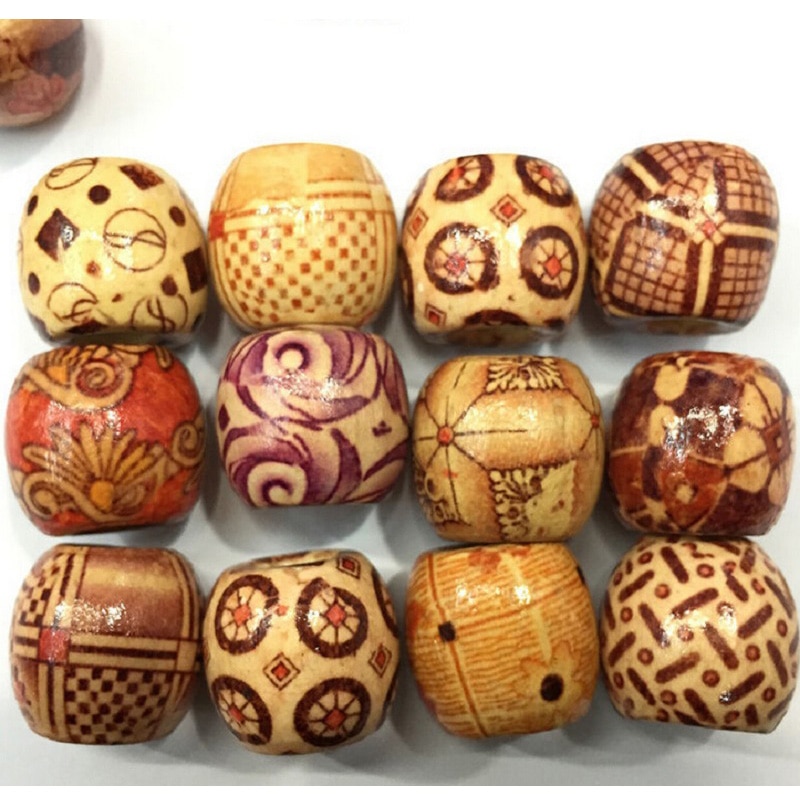 Natural Wooden Beads for Braids and Jewelry (100pcs) Natural Wooden Beads for Braids and Jewelry (100pcs)