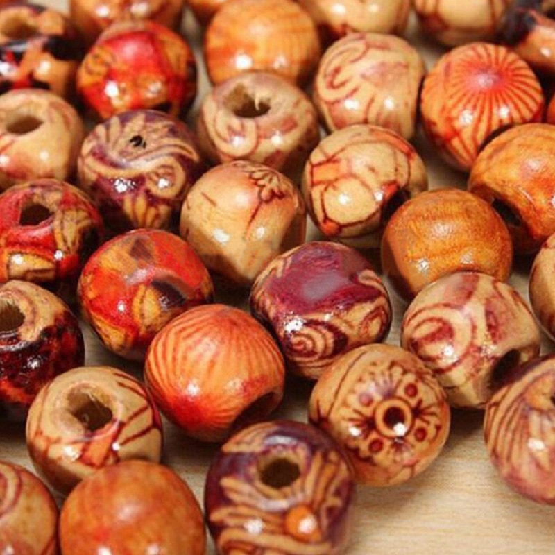Natural Wooden Beads for Braids and Jewelry (100pcs)