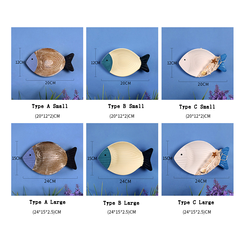 Natural Wooden Fish Wall Art (2pcs)