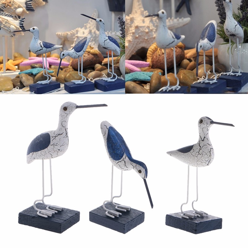 Nautical Decorative Wooden Birds (3pcs)