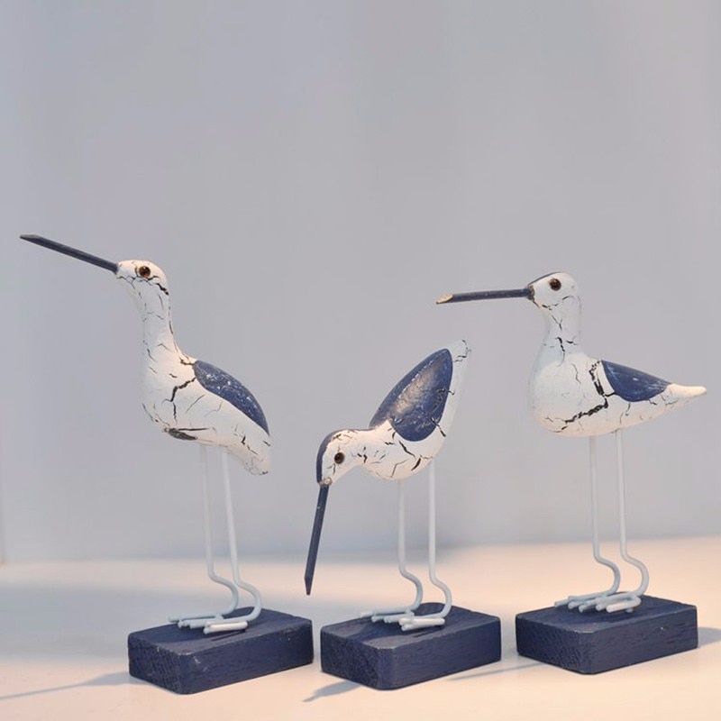 Nautical Decorative Wooden Birds (3pcs)