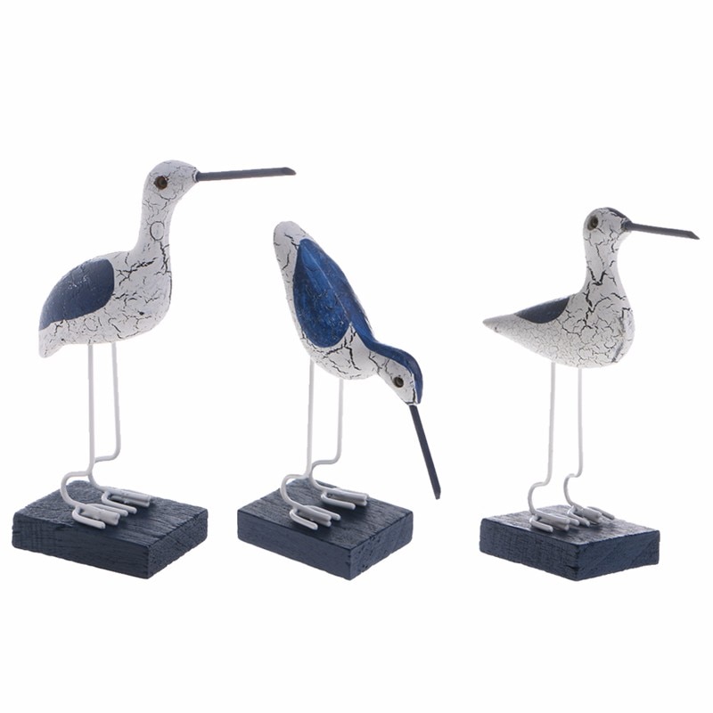 Nautical Decorative Wooden Birds (3pcs)