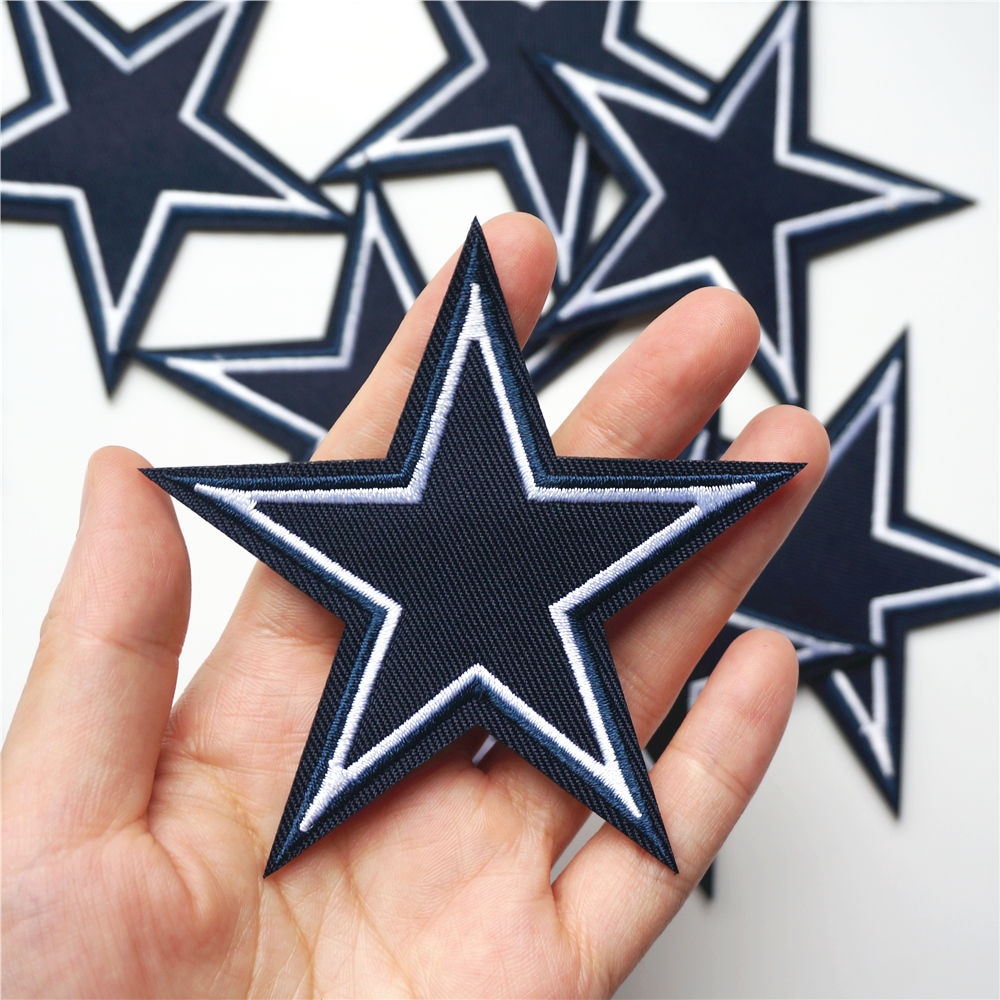 Navy Blue White Edge Star Patches (10 pcs )