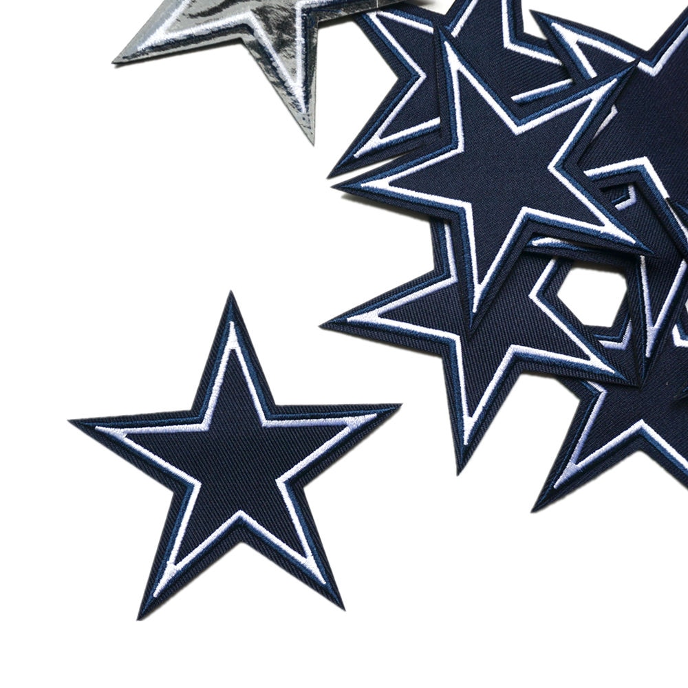 Navy Blue White Edge Star Patches (10 pcs )