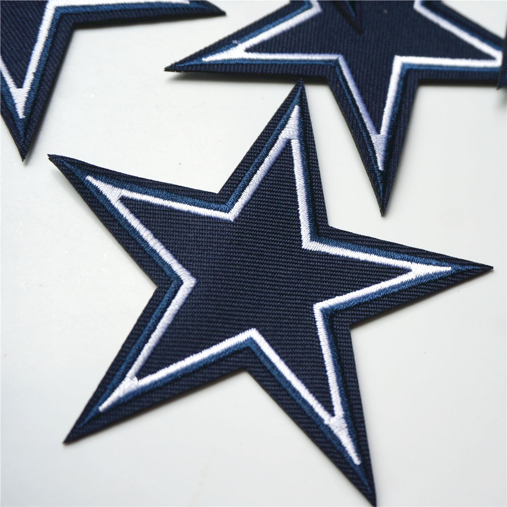 Navy Blue White Edge Star Patches (10 pcs )