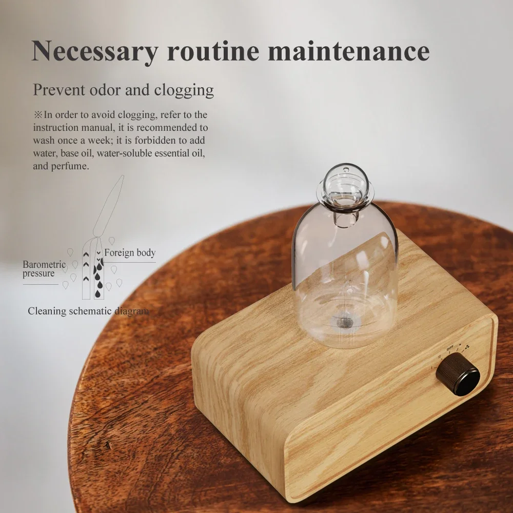 Nebulizing Essential Oil Diffuser Waterless Operated Aromatherapy Diffuser for Home Wood and Glass Aroma Diffuser Scent