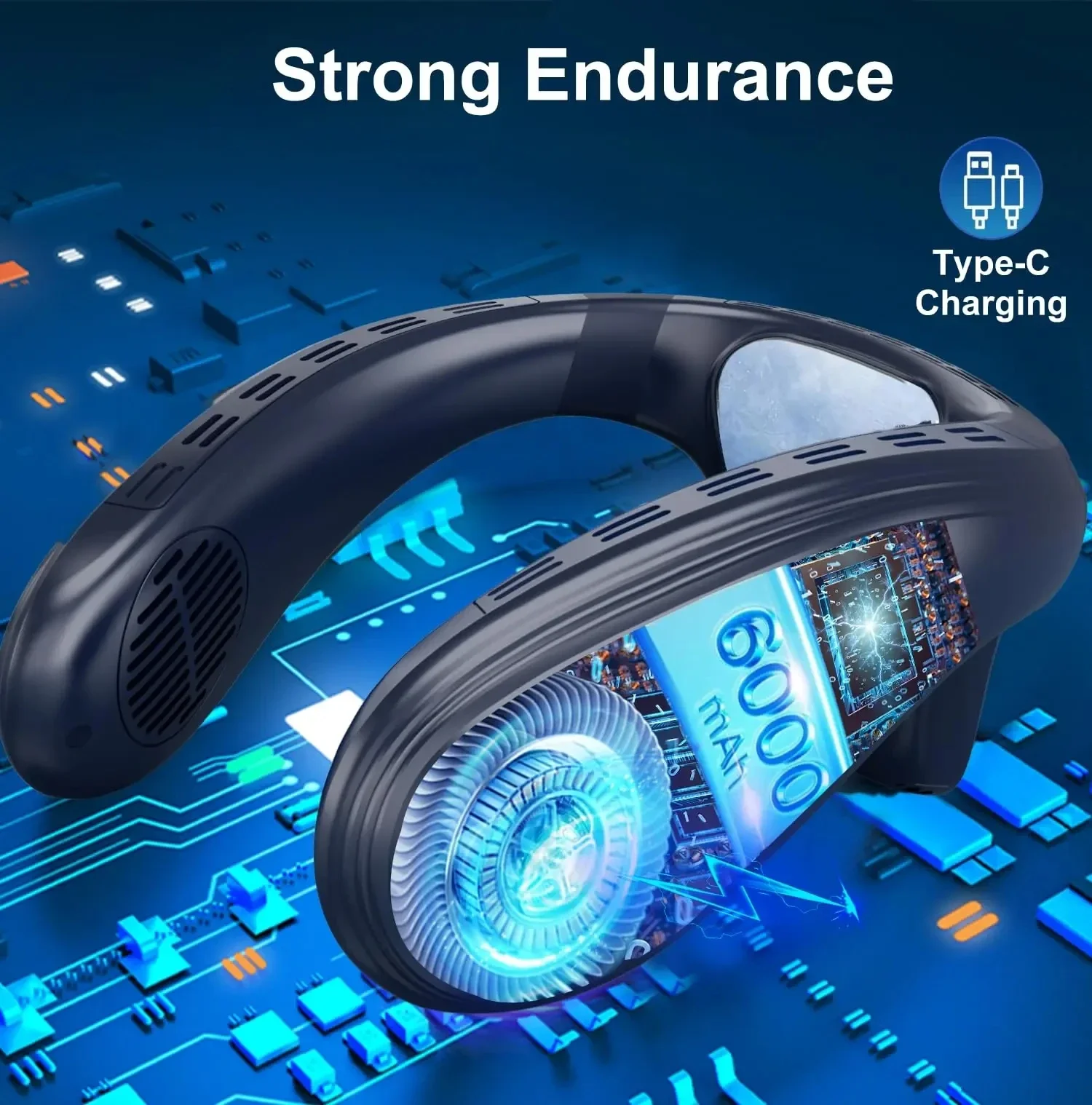 Neck Air Conditioner Portable Neck Fan Rechargeable Semiconductor Cooling Bladeless Fan Outdoor Personal Fan Wearable