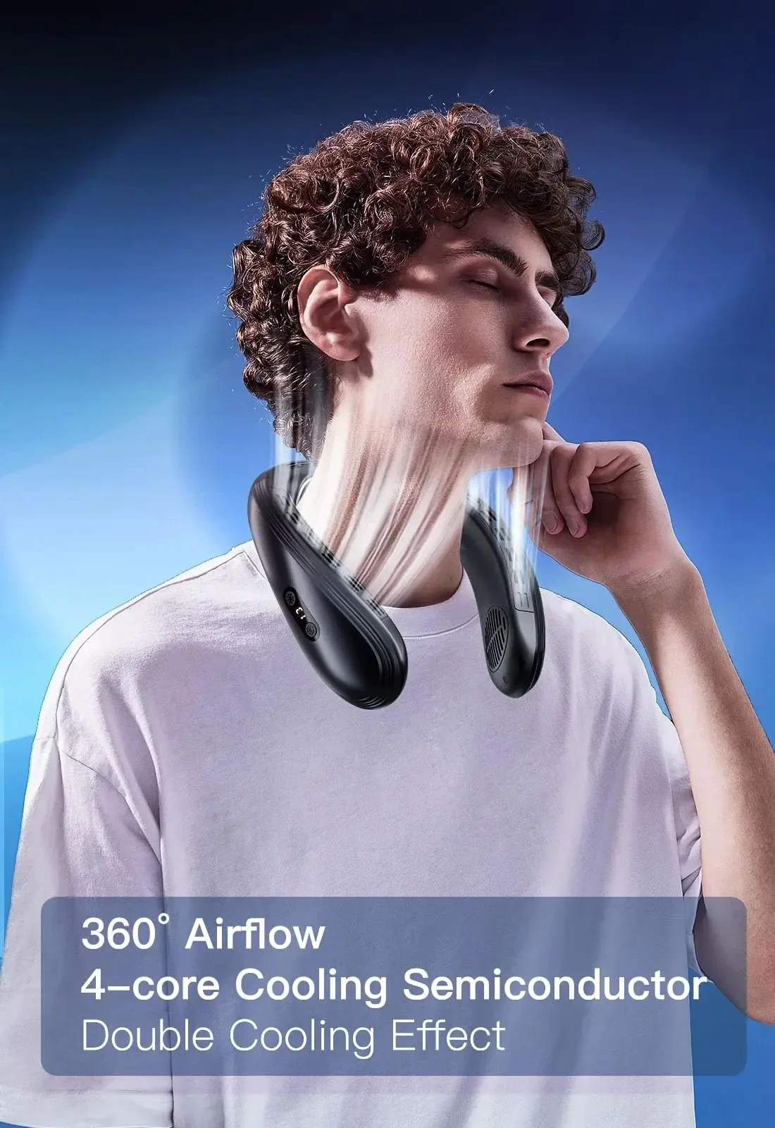 Neck Air Conditioner Portable Neck Fan Rechargeable Semiconductor Cooling Bladeless Fan Outdoor Personal Fan Wearable