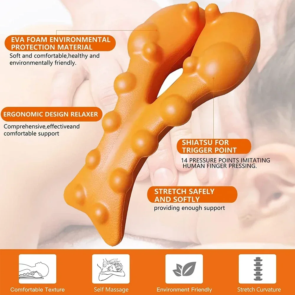 Neck and Shoulder Relaxer with Upper Back Massage Point, Cervical Traction Device Neck Stretcher for TMJ Pain Relief