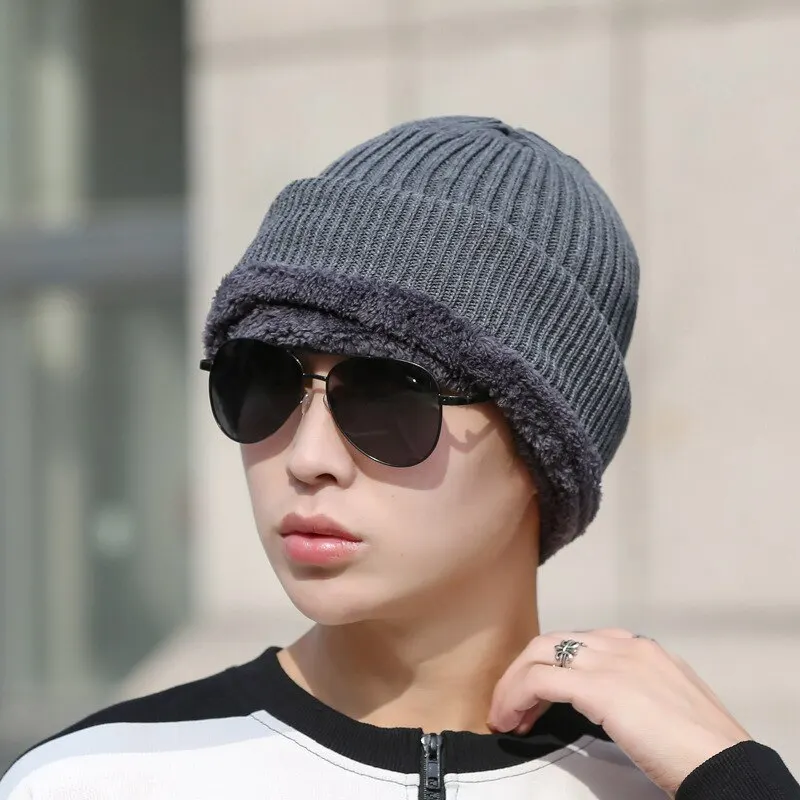 Neck One-Piece Hat Winter Thickened Warm Woolen Integrated Hat Cycling Face Protection Cold Cotton Knit Hat