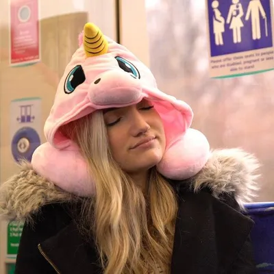 Neck Pillow With Hood Unicorn Design