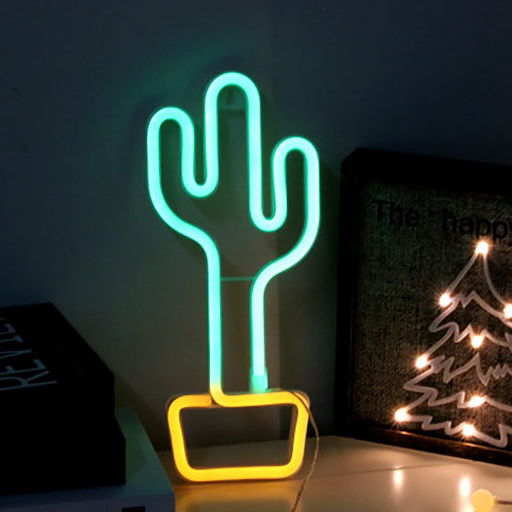 Neon LED Cactus Night Light