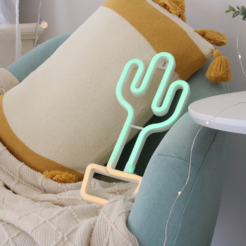 Neon LED Cactus Night Light