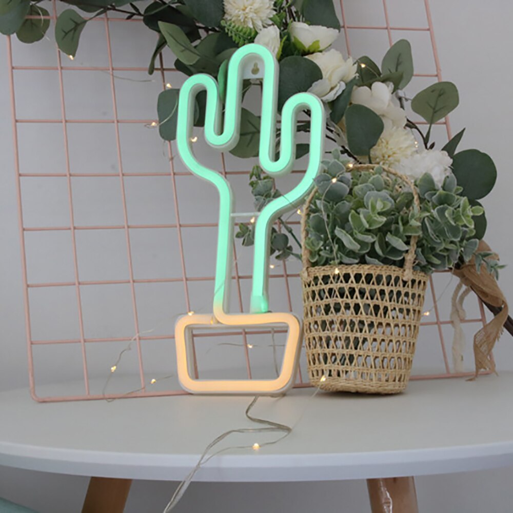 Neon LED Cactus Night Light