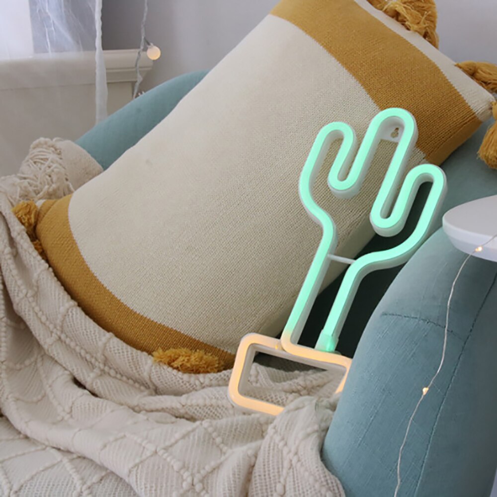 Neon LED Cactus Night Light