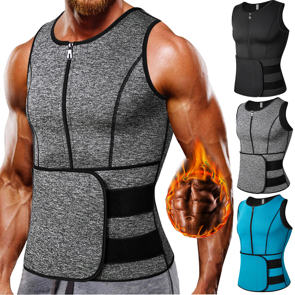 Neoprene Men's Shapers Sweat Vest for Men Waist Trainer Vest Adjustable Workout Body Shaper with Double Zipper for