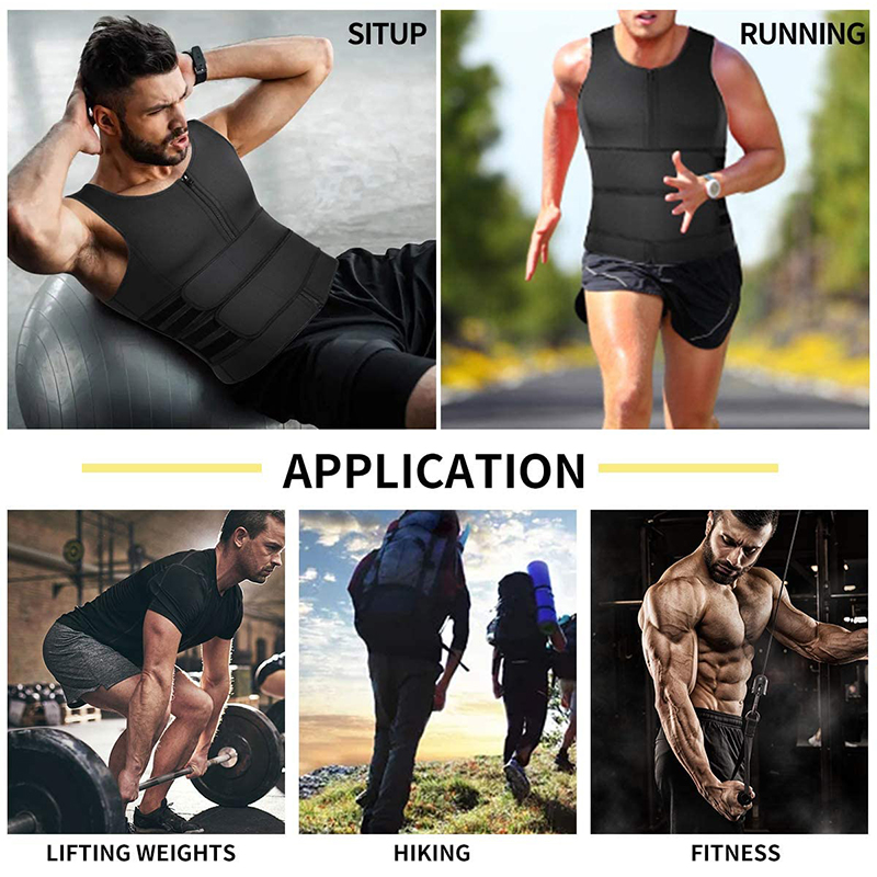 Neoprene Men's Shapers Sweat Vest for Men Waist Trainer Vest Adjustable Workout Body Shaper with Double Zipper for