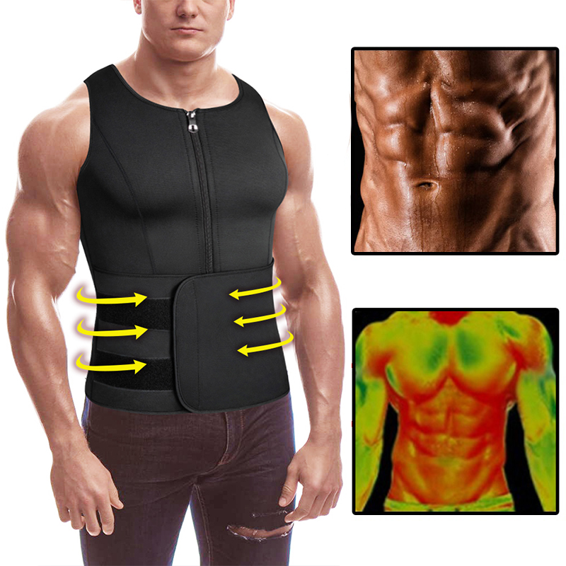 Neoprene Men's Shapers Sweat Vest for Men Waist Trainer Vest Adjustable Workout Body Shaper with Double Zipper for