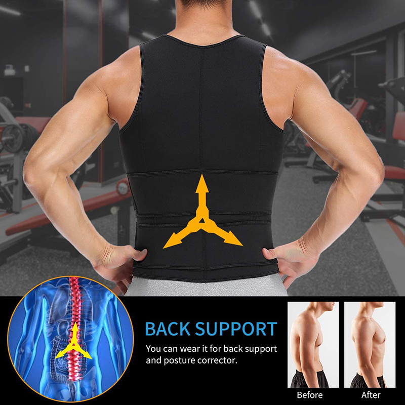 Neoprene Men's Shapers Sweat Vest for Men Waist Trainer Vest Adjustable Workout Body Shaper with Double Zipper for