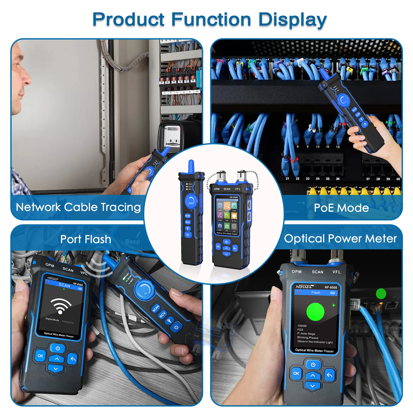 Network Cable Tester Optical Wire Meter Tracer LCD Digital Rechargeable Network Line Finder Wire PoE Checker Network Cable Tester Optical Wire Meter Tracer LCD Digital Rechargeable Network Line Finder Wire PoE Checker