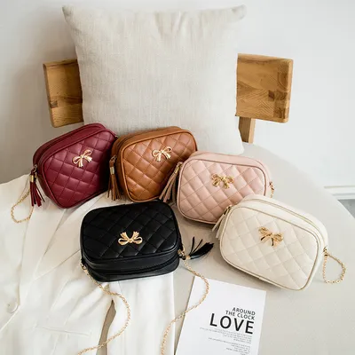 New Fashion Female Shoulder Bag Rhombus Embroidered Solid Color Chain Women's Shoulder Crossbody Casual Trendy Phone Bag