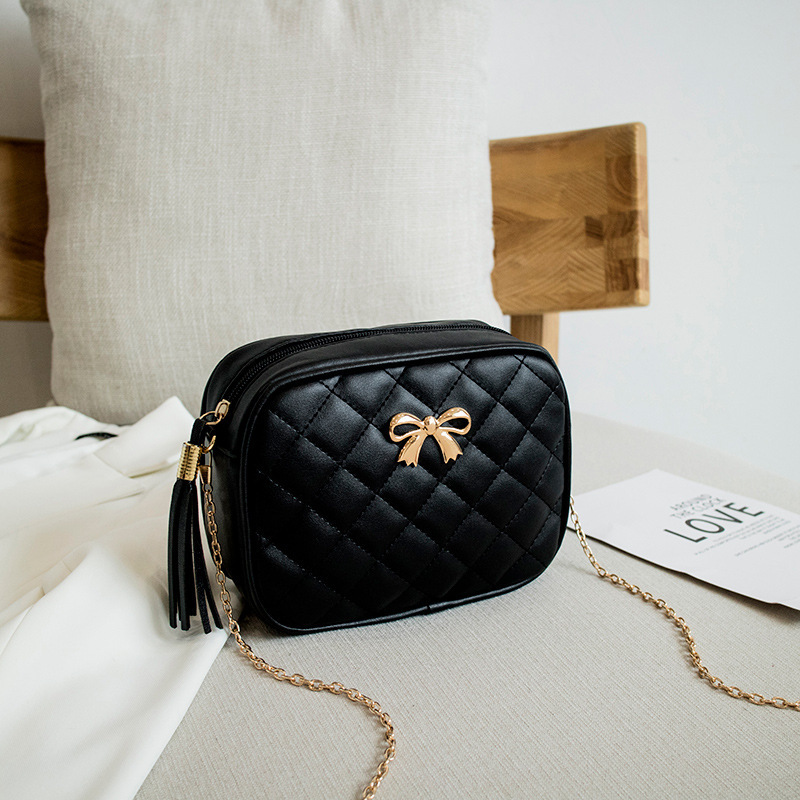 New Fashion Female Shoulder Bag Rhombus Embroidered Solid Color Chain Women's Shoulder Crossbody Casual Trendy Phone Bag