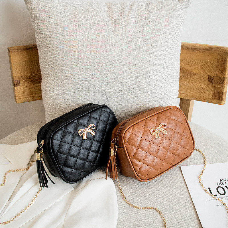 New Fashion Female Shoulder Bag Rhombus Embroidered Solid Color Chain Women's Shoulder Crossbody Casual Trendy Phone Bag