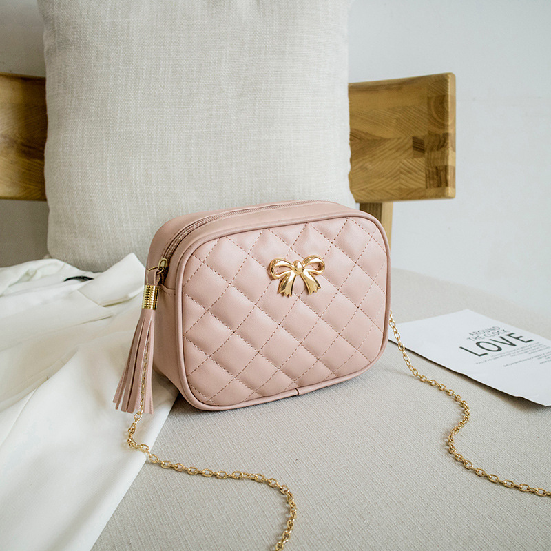 New Fashion Female Shoulder Bag Rhombus Embroidered Solid Color Chain Women's Shoulder Crossbody Casual Trendy Phone Bag